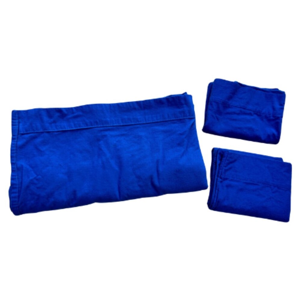 Fieldcrest Royal Blue Cotton Full/Queen Flat Sheet + 2 Pillowcases